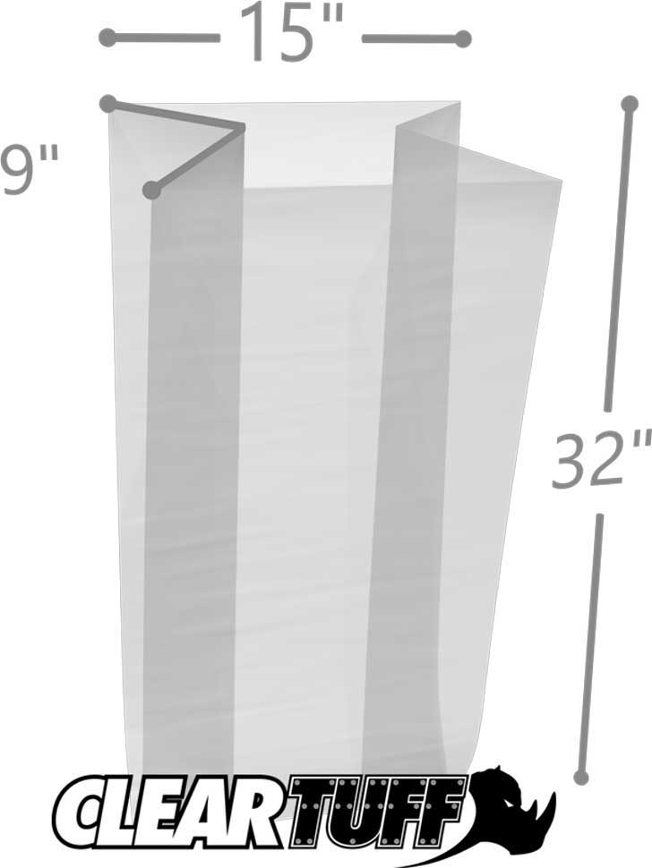 15 x 9 x 32 Gusseted Poly Bags 1.5 Mil