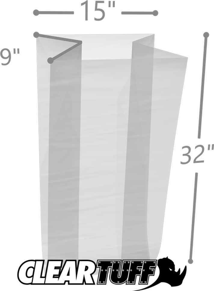 15 x 9 x 32 Gusseted Poly Bags 3 Mil