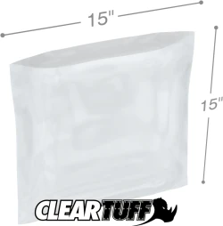 15" x 15" 2 Mil Flat Poly Bags