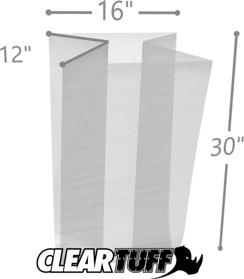16 x 12 x 30 Gusseted Poly Bags 1.5 Mil
