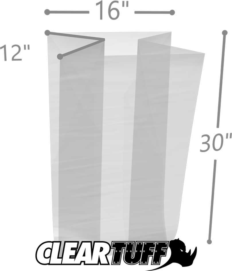 16 x 12 x 30 Gusseted Poly Bags 3 Mil