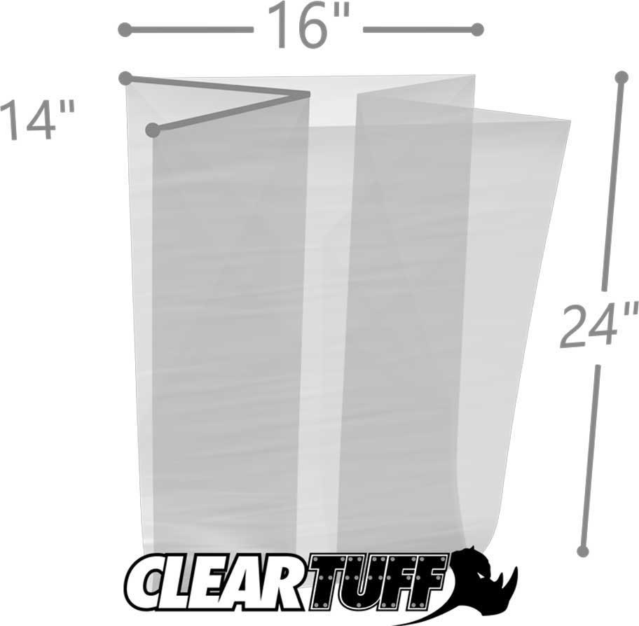 16 x 14 x 24 Gusseted Poly Bags 3 Mil