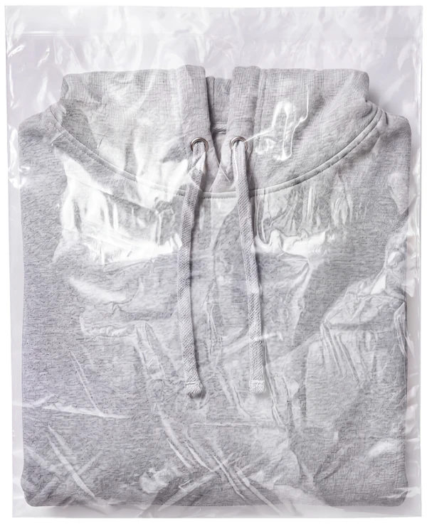 16x18 2 Mil Flat Poly Bags with Hoodie Hoodie Inside of a 2 Mil 16 x 18 Poly Bags