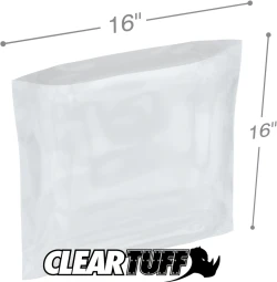 16" x 16" 2 Mil Flat Poly Bags