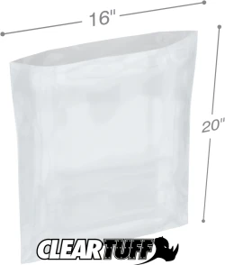16" x 20" 2 Mil Flat Poly Bags