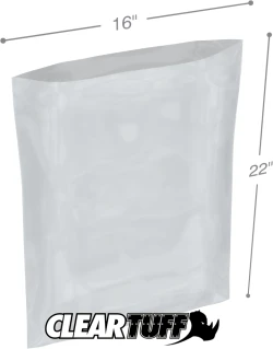 16" x 22" 2 Mil Flat Poly Bags