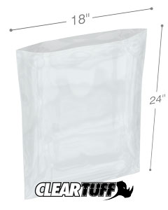 100 CLEAR 18 x 24 POLY BAGS PLASTIC LAY FLAT OPEN TOP PACKING ULINE BEST 1 MIL 
