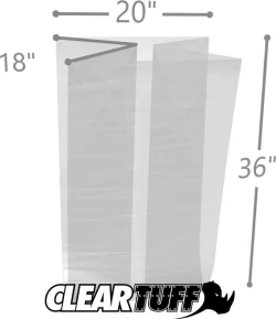 20" x 18" x 36" 2 Mil Gusseted Poly Bags