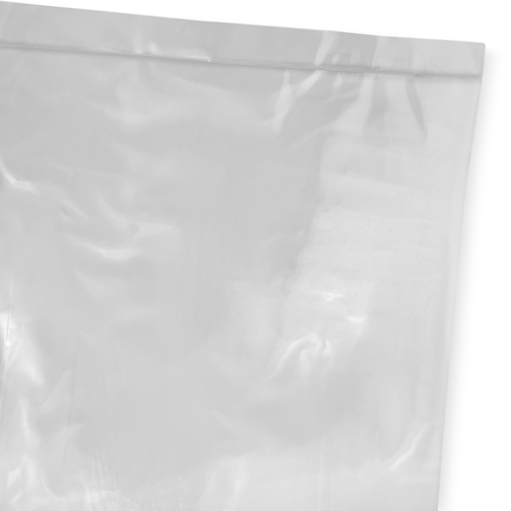Close up of 24 x 12 x 36 2 Mil Gusseted Poly Bags Bottom Seal
