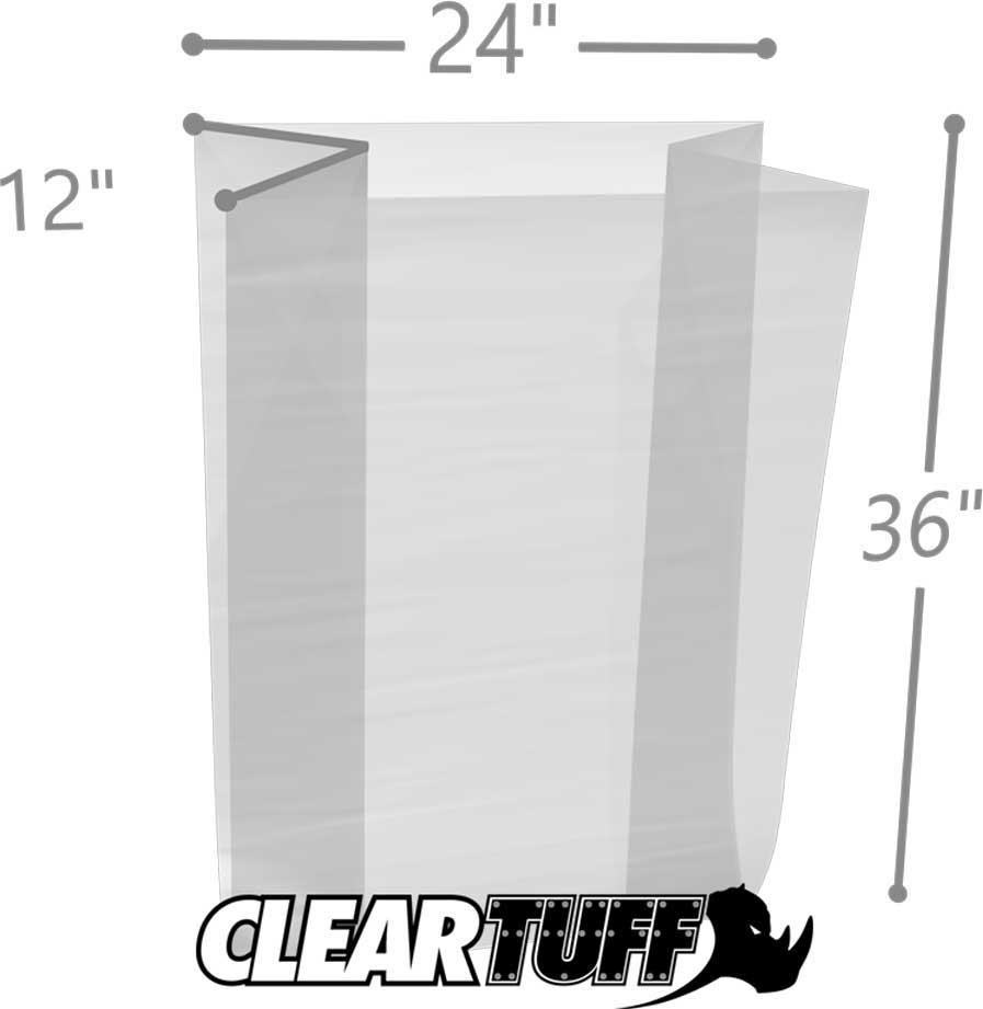 24 x 12 x 36 Gusseted Poly Bags 3 Mil