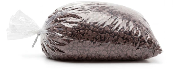 Bulk Chocolate Chips Inside of 3 Mil 24 x 30 Poly Bags