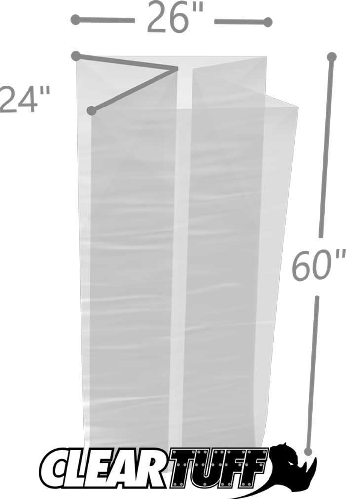 26 x 24 x 60 Gusseted Poly Bags 1.5 Mil