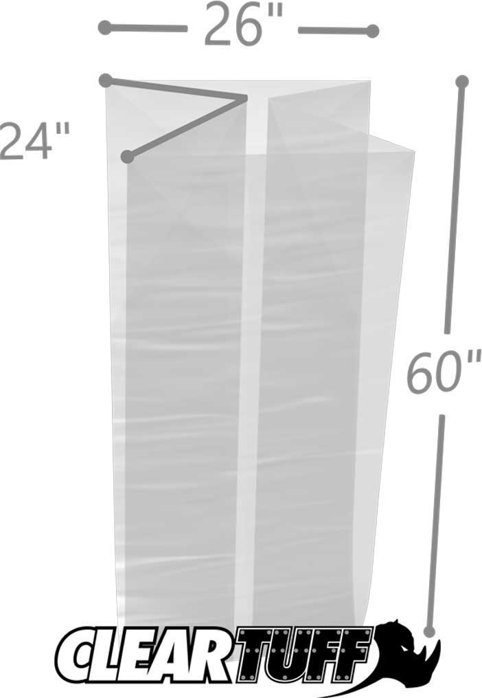 26 x 24 x 60 Gusseted Poly Bags 3 Mil