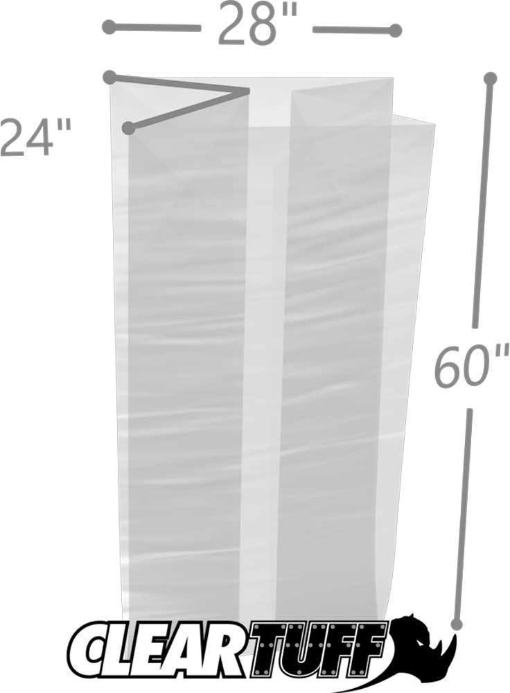 28 x 24 x 60 Gusseted Poly Bags 1.5 Mil