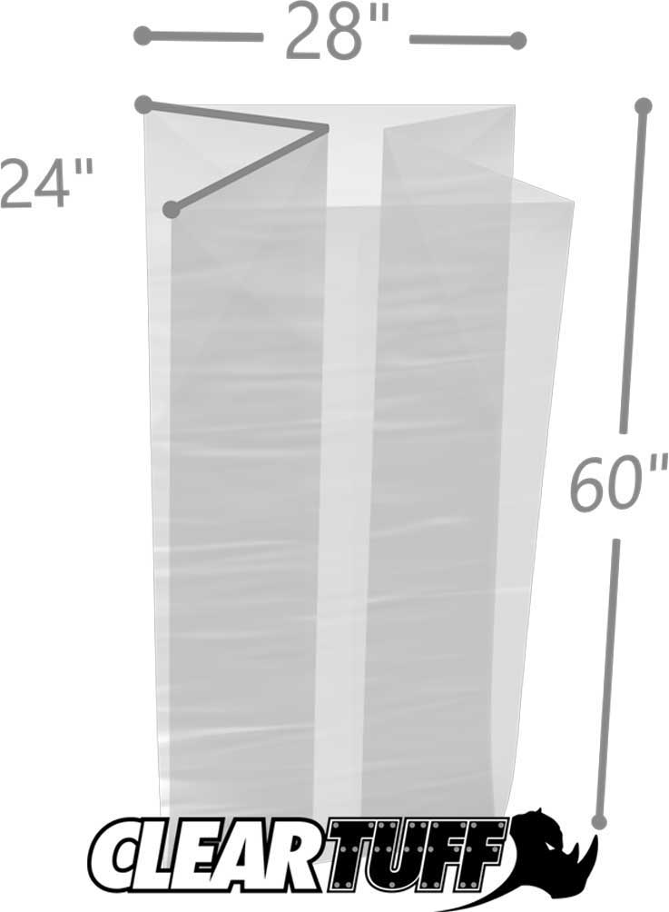 28 x 24 x 60 Gusseted Poly Bags 3 Mil