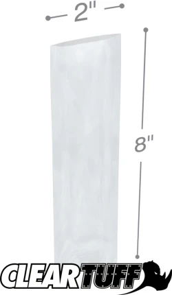 2" x 8" 2 Mil Flat Poly Bags