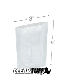 3" x 5" 1.25 Mil Flat Poly Bags