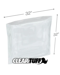 32" x 32" 2 Mil Flat Poly Bags