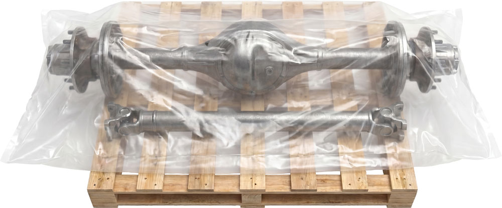 Axel and Driveshaft Protected Inside 6 Mil 38 x 72 Poly Bags on Roll
