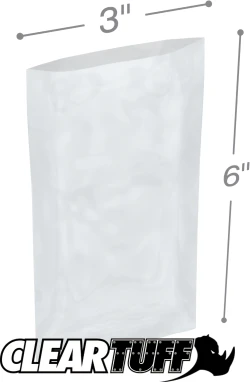 3" x 6" 2 Mil Flat Poly Bags