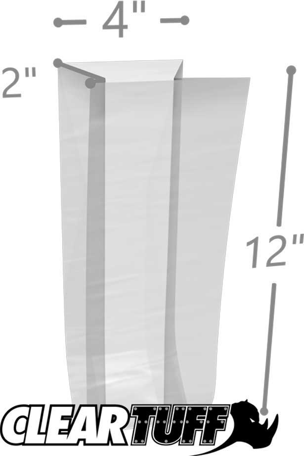 4 x 2 x 12 Gusseted Poly Bags 1.5 Mil