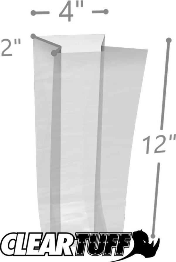4x2x12 2 Mil Gusseted Poly Bags 4 x 2 x 12 .002 Plastic Gusseted Bags