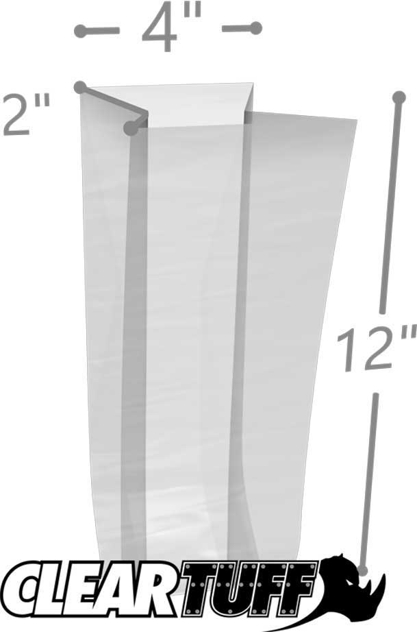 4 x 2 x 12 Gusseted Poly Bags 3 Mil
