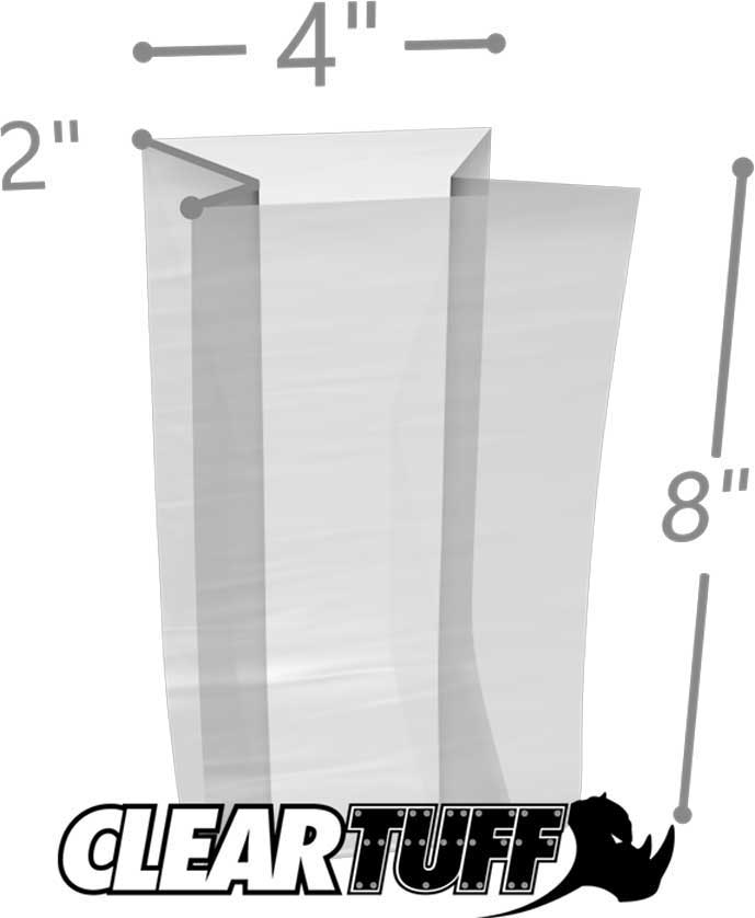 4 x 2 x 8 Gusseted Poly Bags 2 Mil