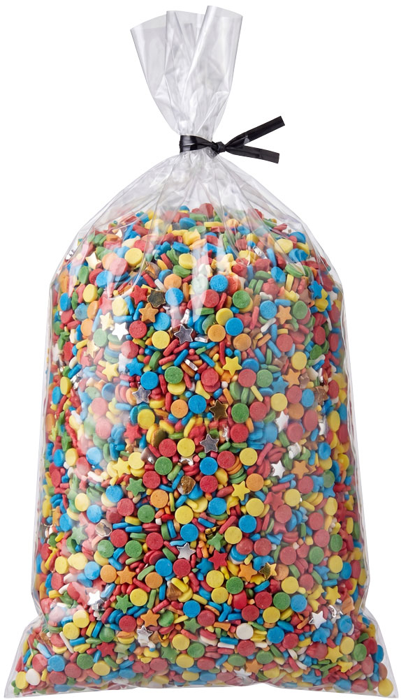 Sprinkles Packaged inside of a 2 Mil 4 x 7 Poly Bag