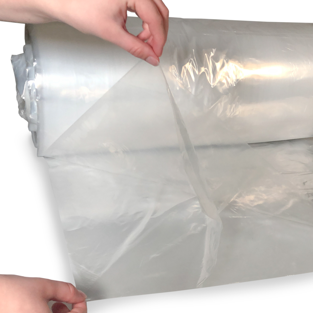 Clear 48 x 42 x 48 1 mil Gusseted Poly Bags on Roll Side Gusset
