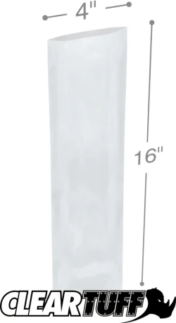 4" x 16" 2 Mil Flat Poly Bags