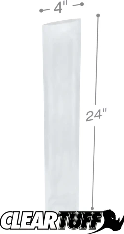 4" x 24" 2 Mil Flat Poly Bags