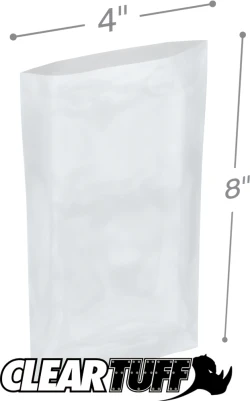 4" x 8" 2 Mil Flat Poly Bags
