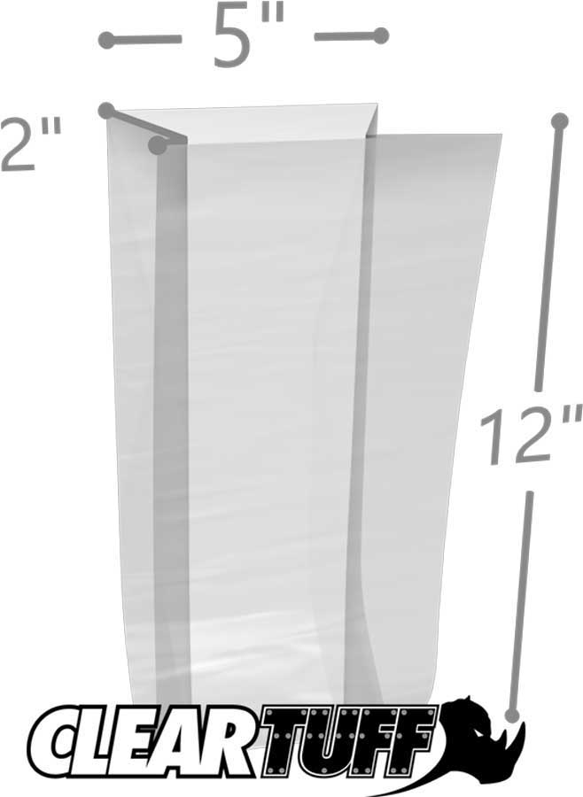 5 x 2 x 12 Gusseted Poly Bags 1 Mil