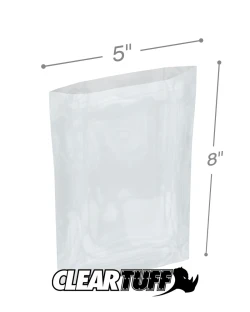 5" x 8" 1.25 Mil Flat Poly Bags