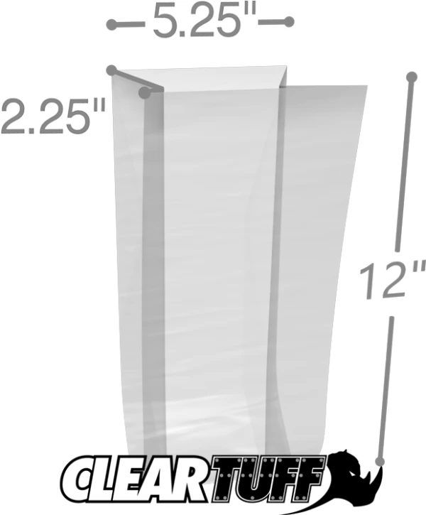 5.25 x 2.25 x 12 Gusseted Poly Bags 1.5 Mil 5 1/4 x 2 1/4 x 12 Gusseted Poly Bags 1.5 Mil