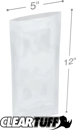 5" x 12" 2 Mil Flat Poly Bags