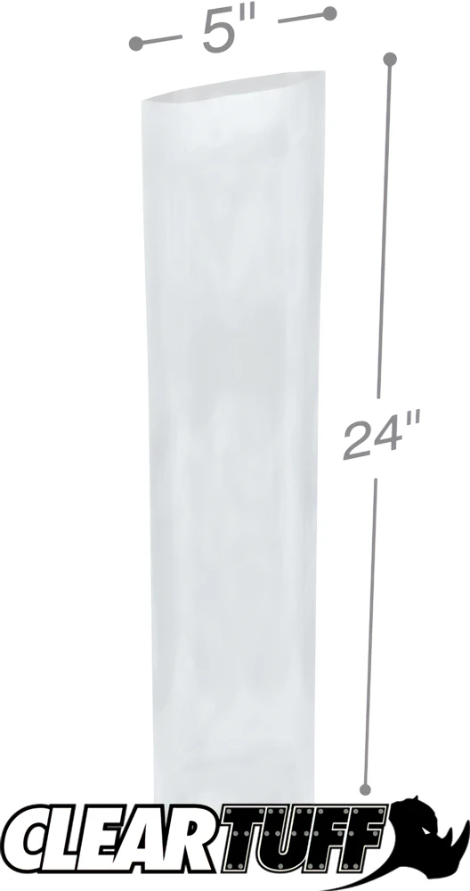 Clear 5 x 24 2 mil Poly Bags