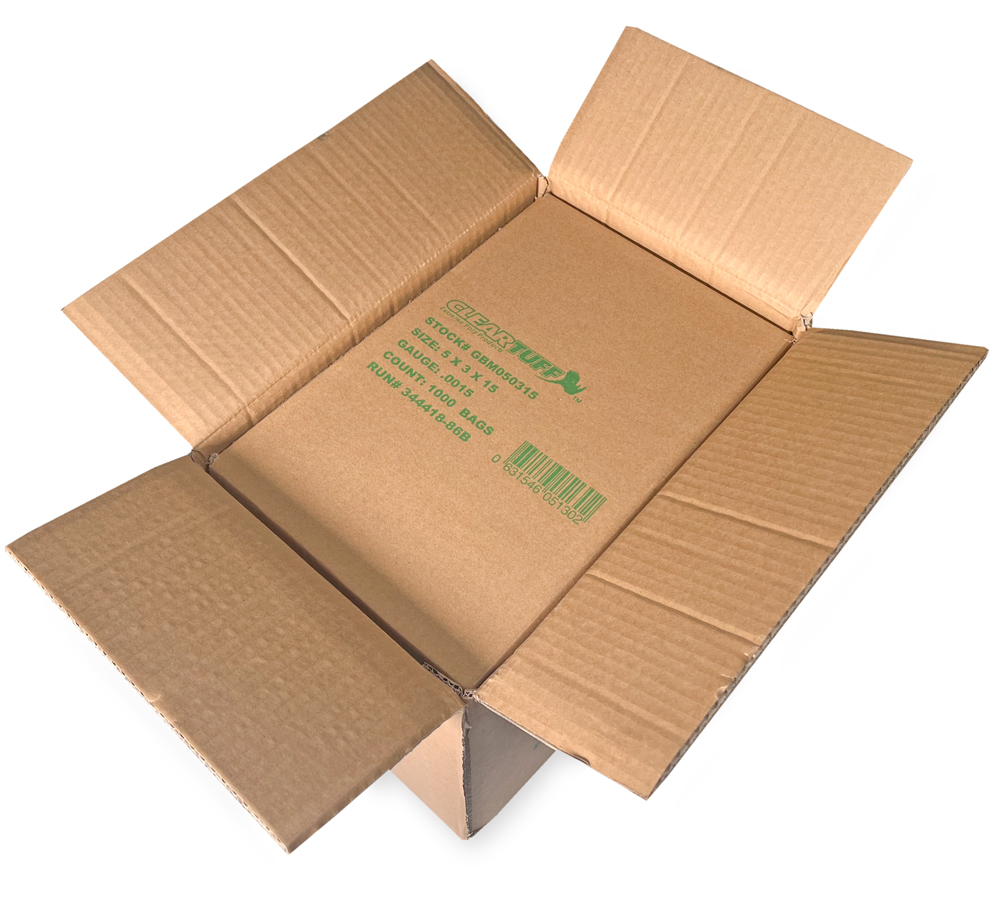Master Case of 5 x 3 x 15 .0015 Plastic Gusseted Bags