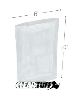 pack of 100 6" x 6" Flat Open Clear Plastic Poly Bags 1.25 Mil 