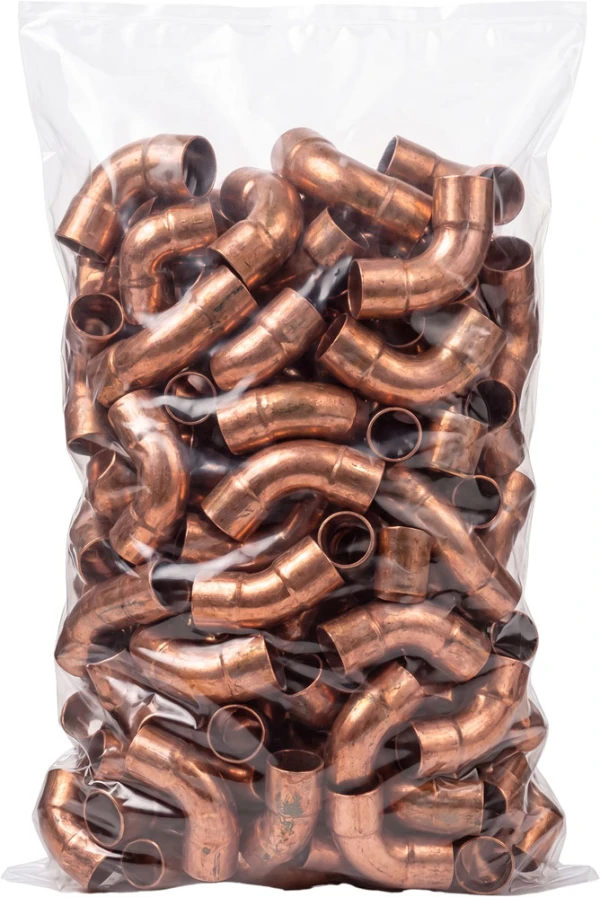 Copper Elbows Inside of a 2 Mil 6 x 10 Poly Bags
