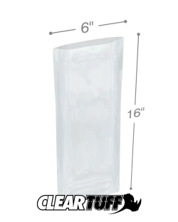 6" x 16" 1.5 Mil Flat Poly Bags