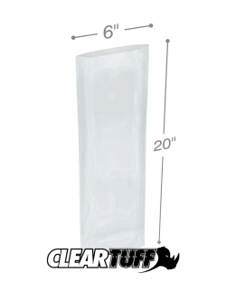 6" x 20" 1 Mil Flat Poly Bags