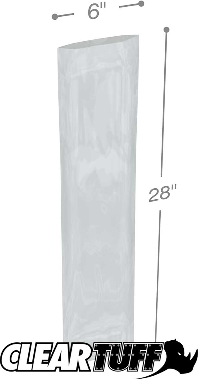 Clear 6 x 28 3 mil Poly Bags