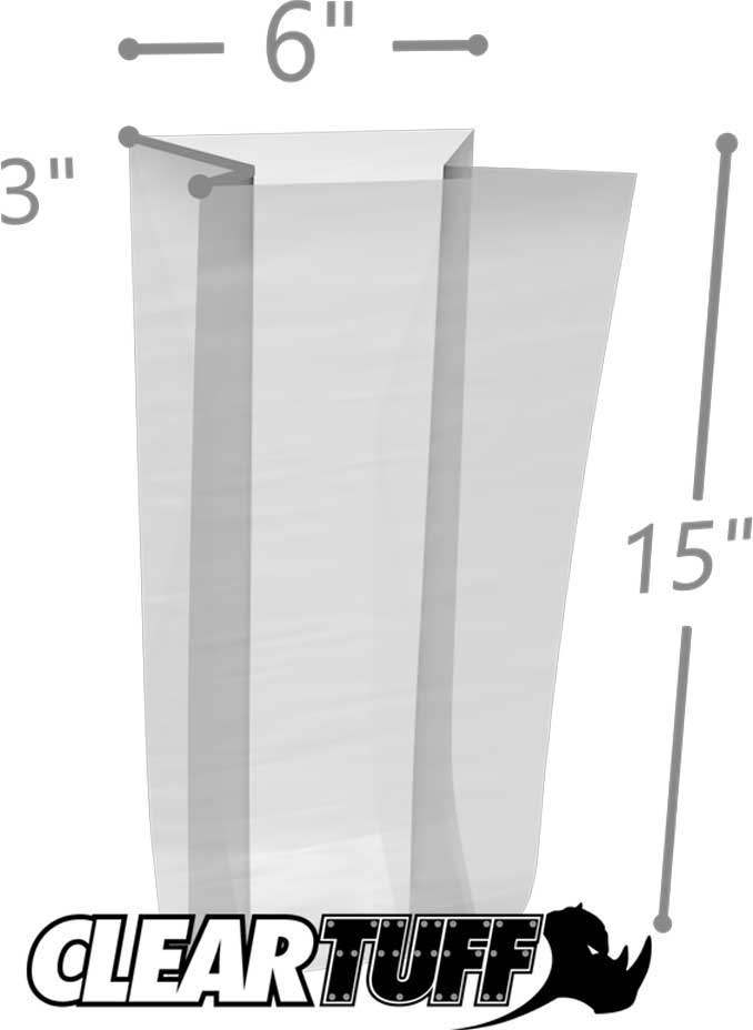 6 x 3 x 15 Gusseted Poly Bags 2 Mil