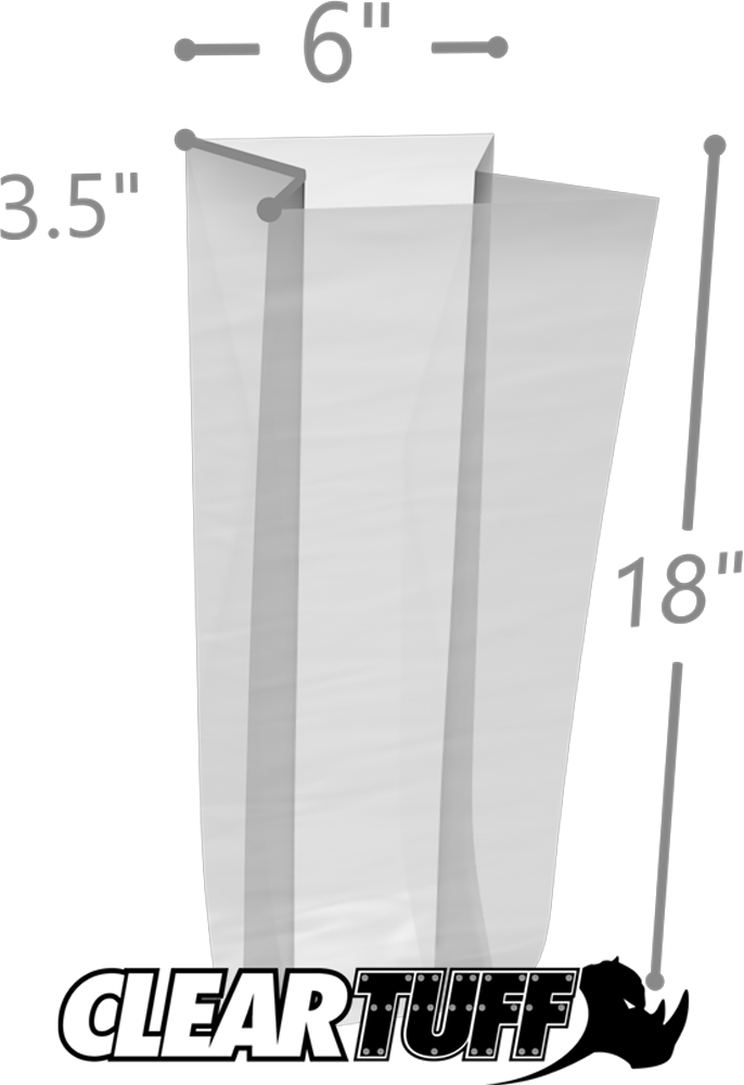 6 x 3.5 x 18 Gusseted Poly Bags 1 Mil