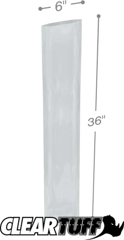 6" x 36" 2 Mil Flat Poly Bags