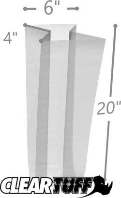 6" x 4" x 20" 1 Mil Gusseted Poly Bags