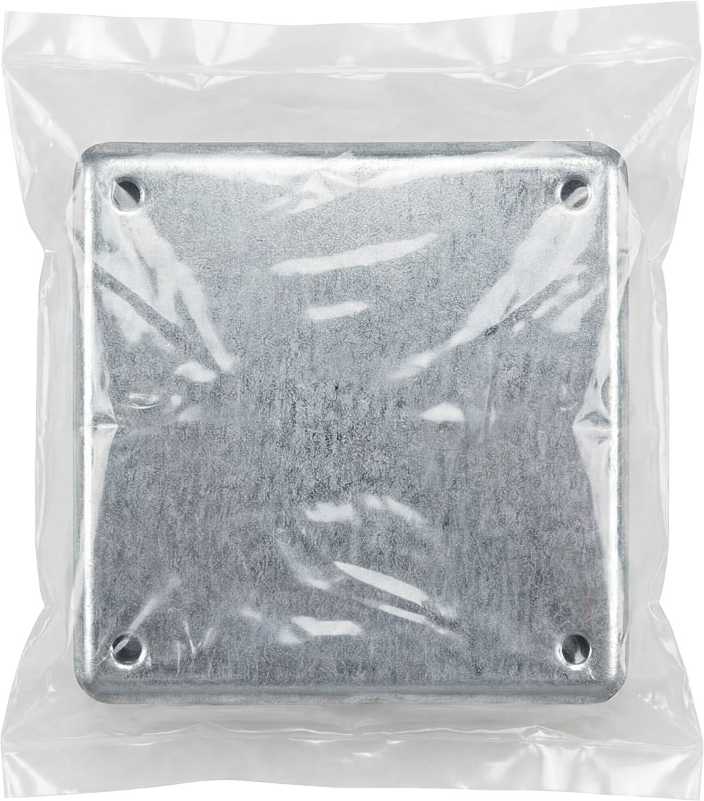 Metal Junction Box Inside of a 4 Mil 6 x 6 Poly Bags
