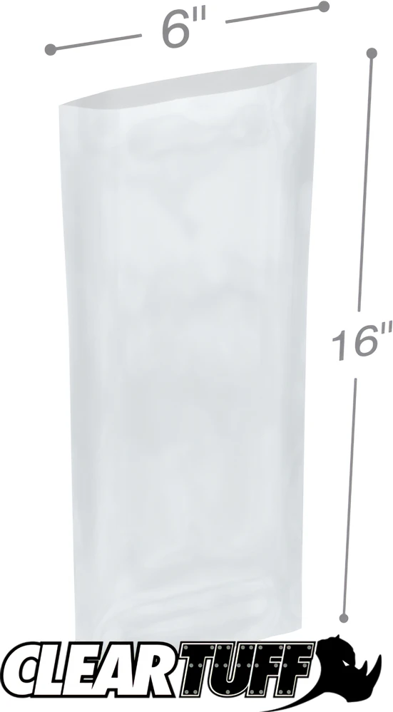 Clear 6 x 16 2 mil Poly Bags